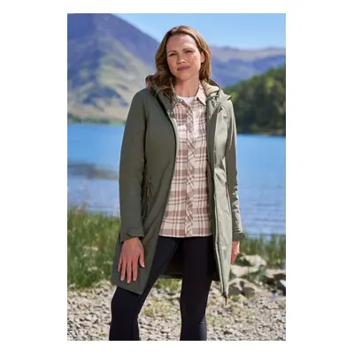 Iona damska długa kurtka softshell z podszewką Borg - Green