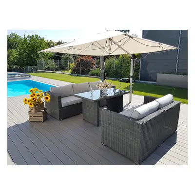 Rattanowy zestaw jadalniany zmienny SEVILLA dla 5 osób (antracyt)