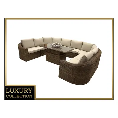 Rattanowy zestaw do jadalni modułowy BORNEO LUXURY dla 8 osób (brązowy)