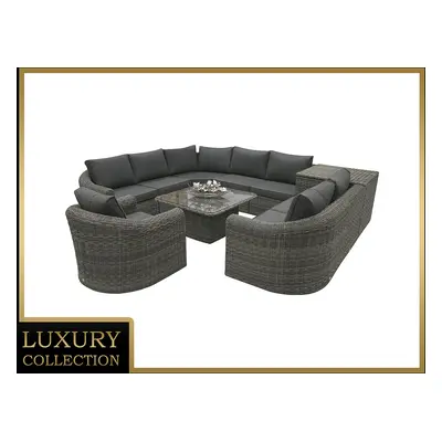 Rattanowy zestaw modułowy BORNEO LUXURY dla 8 osób (szary)