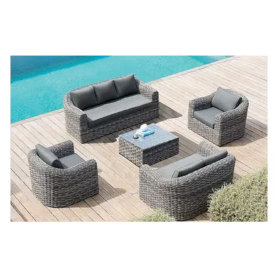 Zestaw rattanowy BORNEO LUXURY dla 7 osób (szary)