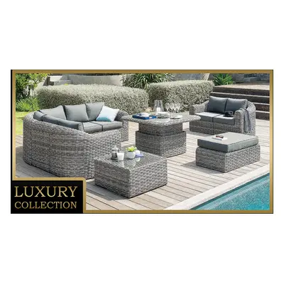 Rattanowy zestaw modułowy BORNEO LUXURY dla 8 osób (szary)