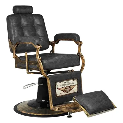 Fotel barberski Gabbiano Boss, HD old leather czarny - dostępny w 48h