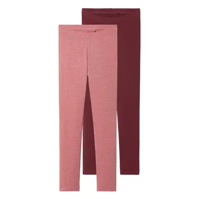 pepperts!® Legginsy dziecięce z elastycznym pasem, 2 pary (158/164, Różowy/burgundowy)