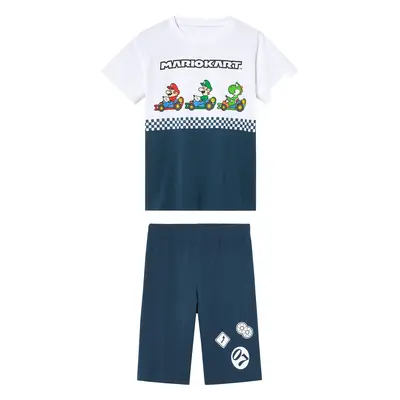 Super Mario Brother Piżama chłopięca (t-shirt + spodnie) (110/116, Biały-niebieski)