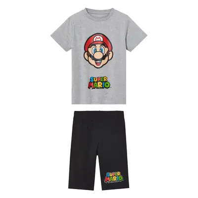 Super Mario Brother Piżama chłopięca (t-shirt + spodnie) (122/128, Szary/ czarny)