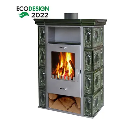 Piec stalowo-kaflowy Weimar II olive-green 7 kw