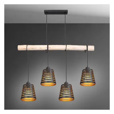 Lampa 15451-4H czarno-złota Wood LW4