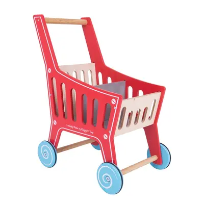 Bigjigs Toys Drewniany wózek na zakupy Supermarket