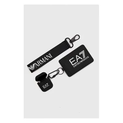 EA7 Emporio Armani etui na karty + etui na słuchawki kolor czarny