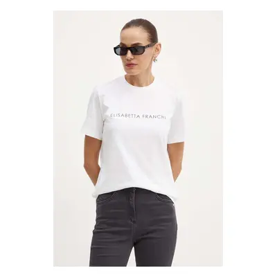 Elisabetta Franchi t-shirt bawełniany damski kolor biały MA00346E2