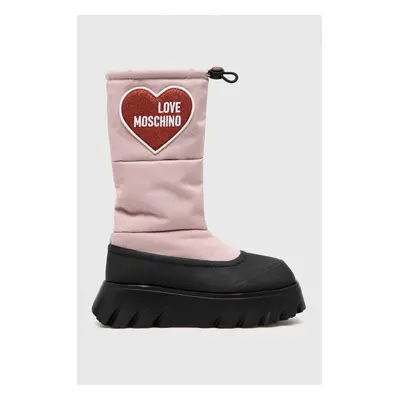 Love Moschino śniegowce kolor różowy