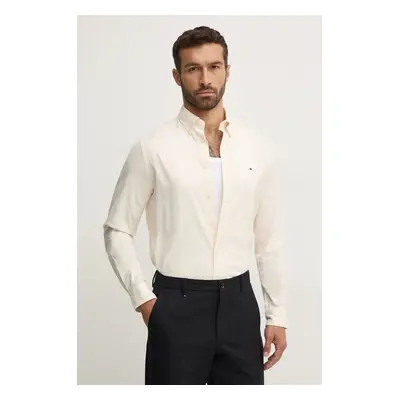 Tommy Hilfiger koszula męska kolor beżowy regular z kołnierzykiem button-down MW0MW36824