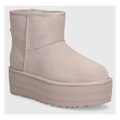 UGG śniegowce zamszowe Classic Mini Platform kolor fioletowy 1134991-PSK