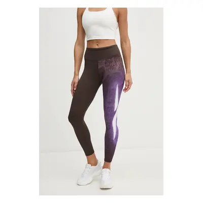 Reebok legginsy treningowe LUX Collection kolor brązowy wzorzyste 100205574