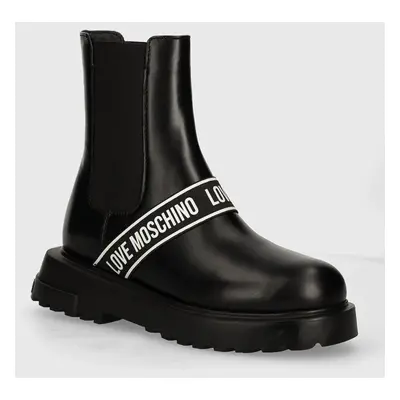 Love Moschino sztyblety skórzane damskie kolor czarny na platformie JA24104G1LIA0000