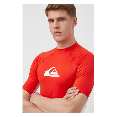 Quiksilver t-shirt męski kolor czerwony z nadrukiem T-SHIRT DO PŁYWANIA