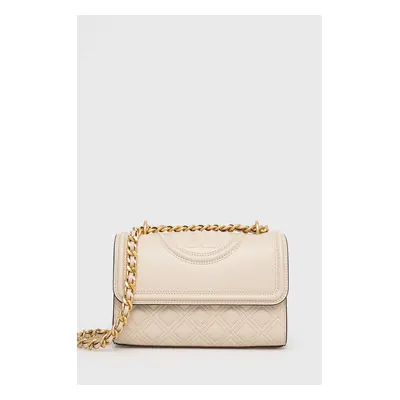 Tory Burch torebka skórzana Fleming Small kolor beżowy 75576.122