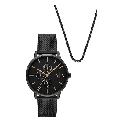 Armani Exchange zegarek i naszyjniki kolor czarny AX7162SET