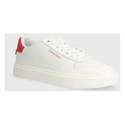 Calvin Klein sneakersy skórzane LOW TOP LACE UP BSKT kolor biały HM0HM01254