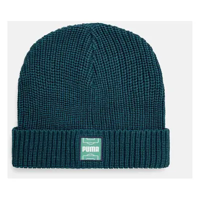 Puma czapka bawełniana Classics Graphic Short Beanie kolor zielony bawełniana 025680