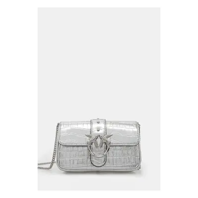 Pinko torebka skórzana kolor srebrny 103838 A1W5