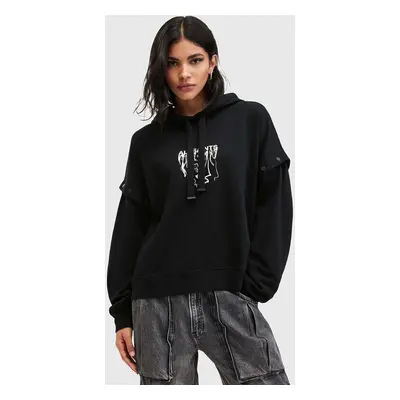 AllSaints bluza bawełniana INKSNTS AMPHIA HOODY damska kolor czarny z kapturem z nadrukiem W105J