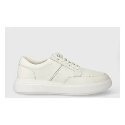 Calvin Klein sneakersy skórzane LOW TOP LACE UP TAILOR kolor biały HM0HM01379