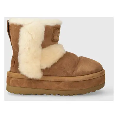 UGG śniegowce zamszowe Classic Chillapeak kolor brązowy 1144046