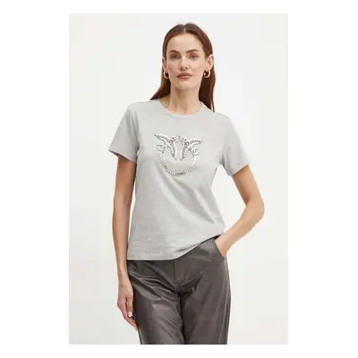 Pinko t-shirt bawełniany damski kolor szary 100535 A24E