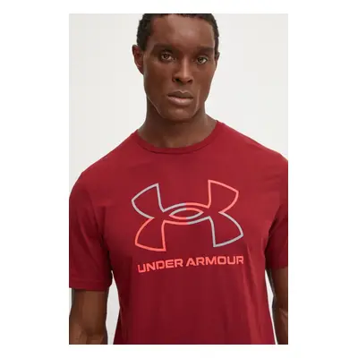 Under Armour t-shirt męski kolor bordowy wzorzysty