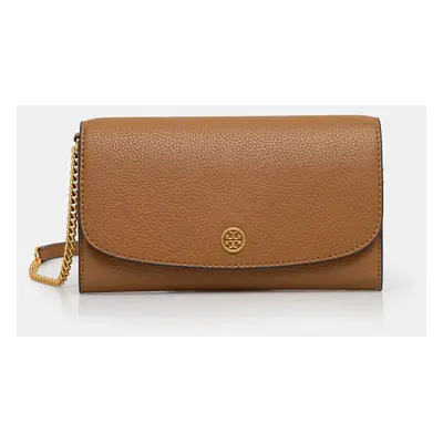 Tory Burch portfel skórzany Robinson damski kolor brązowy 146367.202