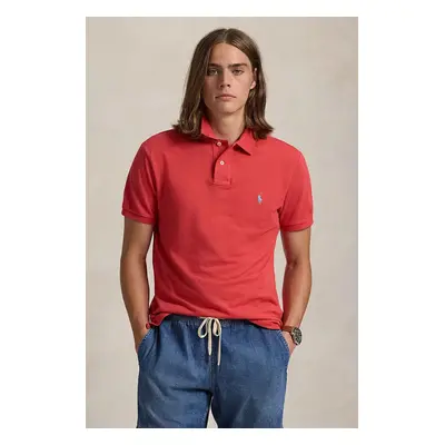 Polo Ralph Lauren polo bawełniane kolor czerwony gładki 710536856