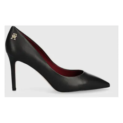 Tommy Hilfiger szpilki skórzane ESSENTIAL POINTED PUMP kolor czarny FW0FW07533