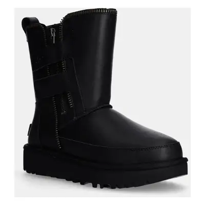 UGG śniegowce skórzane Classic Short Moto Boot kolor czarny 1164710-BLK