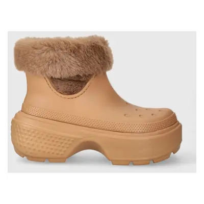 Crocs śniegowce Stomp Lined Boot kolor brązowy 208718