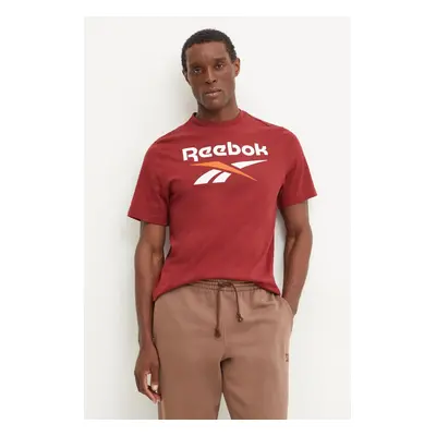 Reebok t-shirt bawełniany męski kolor bordowy z nadrukiem 100206030