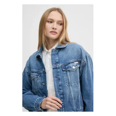 Calvin Klein Jeans kurtka jeansowa damska kolor niebieski przejściowa oversize J20J224546