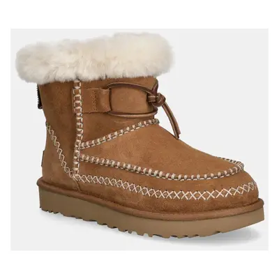 UGG śniegowce zamszowe Classic Mini Alpine kolor brązowy 1158251-CHE