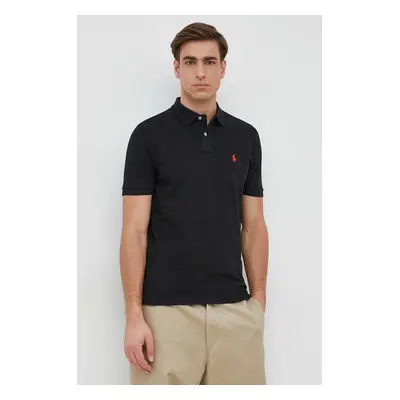 Polo Ralph Lauren polo bawełniane kolor czarny gładki