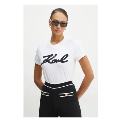 Karl Lagerfeld t-shirt bawełniany damski kolor biały A1W17117