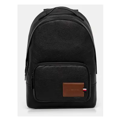 Tommy Hilfiger plecak skórzany męski kolor czarny duży gładki AM0AM13076