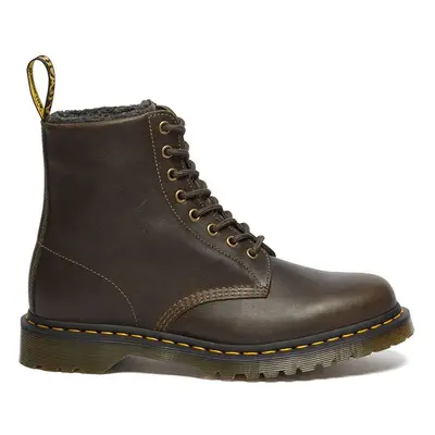 Dr. Martens workery skórzane 1460 Wl kolor brązowy na płaskim obcasie ocieplone DM31873538