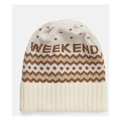 Weekend Max Mara czapka wełniana kolor beżowy wełniana 2425576095600