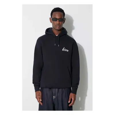 Norse Projects bluza bawełniana Arne Relaxed Organic Chain Stitch Logo Hoodie męska kolor granat