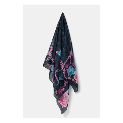 Guess chusta jedwabna FOULARD kolor granatowy wzorzysta AW5272 SIL13