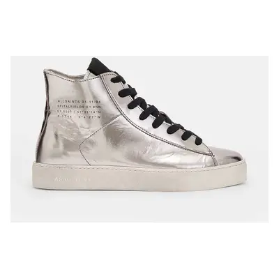 AllSaints trampki skórzane Tana Met High Top damskie kolor srebrny W118FB