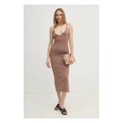 Calvin Klein sukienka kolor brązowy maxi dopasowana K20K207920