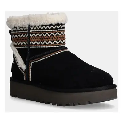 UGG śniegowce zamszowe Classic Mini Atherson kolor czarny 1158281-BLK