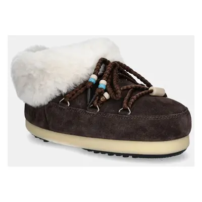 Moon Boot śniegowce zamszowe MB EVX MULE SUEDE BEADS kolor brązowy 80D1470040 ML01